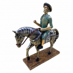 FIGURA DON QUIJOTE SOBRE CABALLO RESINA 22.50X7X23.50 CM.