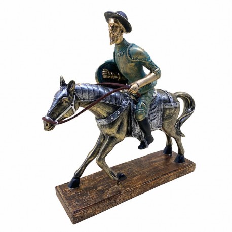 FIGURA DON QUIJOTE SOBRE CABALLO RESINA 26X8X25 CM.