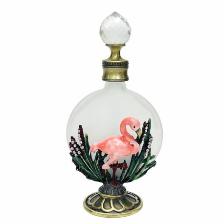 BOTELLA PERFUME FLAMENCO METAL Y CRISTAL 7X4.50X13 CM.