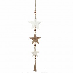 ADORNO COLGANTE ESTRELLAS MADERA 16.50X1X78 CM.