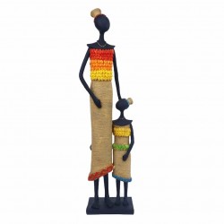 FIGURA MUJER AFRICANA CON HIJA RESINA 15X9X51 CM.