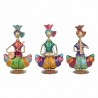 SET 3 FIGURAS MUJERES AFRICANAS CON INSTRUMENTOS MUSICALES HOJALATA MULTICOLOR 13X9X22 CM.