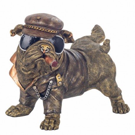 FIGURA PERRO BULLDOG FRANCÉS CON PURO RESINA 20X30X23.50 CM.