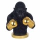 FIGURA ORANGUTÁN BOXEADOR CON GUANTES DE BOXEO DORADOS RESINA 28X26X35.50 CM.