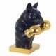 FIGURA PERRO BULLDOG BOXEADOR CON GUANTES DE BOXEO DORADOS RESINA 25.50X25.50X35.50 CM.