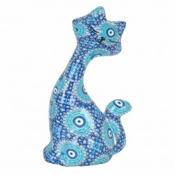 FIGURA GATO AZUL RESINA 6.50X4X11.50 CM.