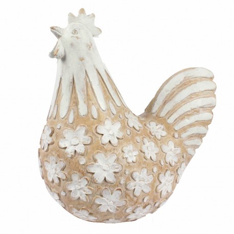 FIGURA GALLINA CON FLORES RESINA 18.50X11.5X20.50 CM.