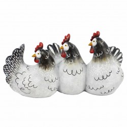 FIGURA 3 GALLINAS RESINA 33.50X16X16.50 CM.