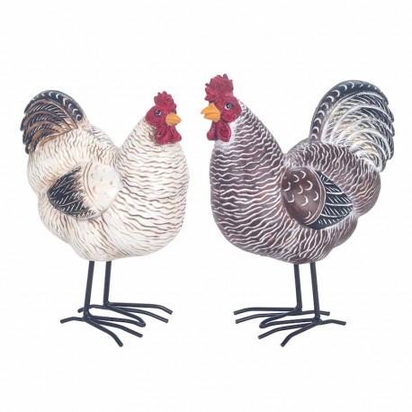 SET 2 FIGURAS GALLINAS RESINA 14X8X18.50 CM.