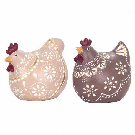 SET 2 FIGURAS GALLINAS RESINA 10X7X10 CM.