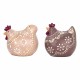 SET 2 FIGURAS GALLINAS RESINA 10X7X10 CM.