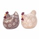 SET 2 FIGURAS GALLINAS RESINA 15X11X14 CM.