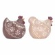 SET 2 FIGURAS GALLINAS RESINA 15X11X14 CM.