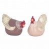 SET 2 FIGURAS GALLINAS RESINA 12X5.5X7 CM.