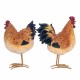 SET 2 FIGURAS GALLINA Y GALLO RESINA 14X9X18 CM.