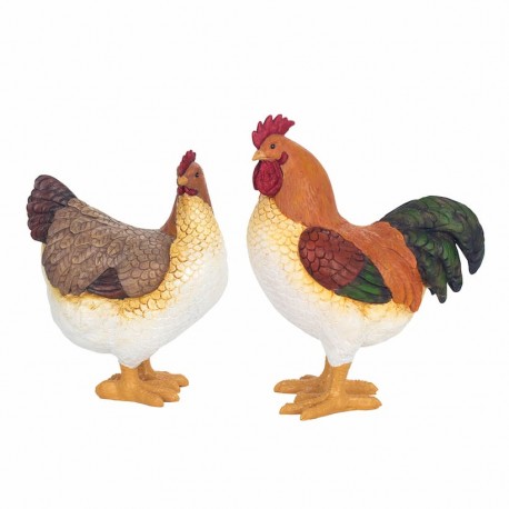 SET 2 FIGURAS GALLINAS RESINA 23X11X27 CM.