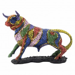 FIGURA TORO MULTICOLOR RESINA 43X16X31 CM.