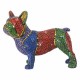 FIGURA PERRO BULLDOG FRANCÉS MULTICOLOR RESINA 34X14.50X27 CM.