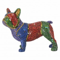 FIGURA PERRO BULLDOG FRANCÉS MULTICOLOR RESINA 34X14.50X27 CM.