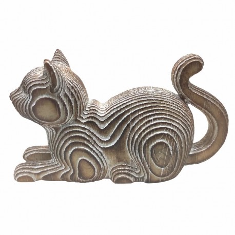 FIGURA GATO ACOSTADO RESINA 19X7X11 CM.