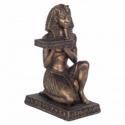 FIGURA REY EGIPTO RESINA BRONCE 13X16.5X25 CM.