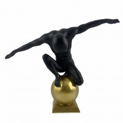 FIGURA HOMBRE DESNUDO ATLETA SOBRE BASE RESINA BRONCE 45X19X37 CM.