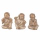 SET 3 FIGURAS MONJES SENTADOS NO VE, NO HABLA, NO OYE 17X12.5X21 CM.