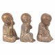 SET 3 FIGURAS MONJES SENTADOS NO VE, NO HABLA, NO OYE 17X12.5X21 CM.