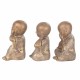 SET 3 FIGURAS MONJES SENTADOS NO VE, NO HABLA, NO OYE 17X12.5X21 CM.