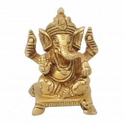 FIGURA GANESHA SENTADA RESINA DORADO ORIENTAL METAL 5X4X6 CM.