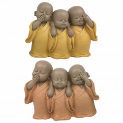 SET 2 FIGURAS DE 3 MONJES NO VE, NO HABLA, NO OYE RESINA 15X6X11.50 CM.