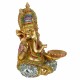 FIGURA PORTAVELAS GANESHA SENTADA RESINA DORADO ORIENTAL 18X12X23 CM.