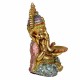 FIGURA PORTAVELAS GANESHA SENTADA RESINA DORADO ORIENTAL 18X12X23 CM.