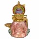 FIGURA PORTAVELAS GANESHA SENTADA RESINA DORADO ORIENTAL 18X12X23 CM.