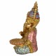 FIGURA PORTAVELAS GANESHA SENTADA RESINA DORADO ORIENTAL 18X12X23 CM.