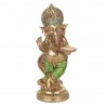 FIGURA PORTAVELAS GANESHA PLANTADA RESINA DORADO ORIENTAL 15.5X13X36 CM.