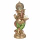 FIGURA PORTAVELAS GANESHA PLANTADA RESINA DORADO ORIENTAL 15.5X13X36 CM.