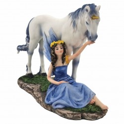 FIGURA HADA CON UNICORNIO RESINA 23X11X18 CM.