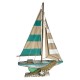 FIGURA BARCO VELERO CON RED Y VELA MADERA ABETO Y PINO 34X6X49.50 CM.