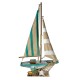 FIGURA BARCO VELERO CON RED Y VELA MADERA ABETO Y PINO 25X5.5X43 CM.