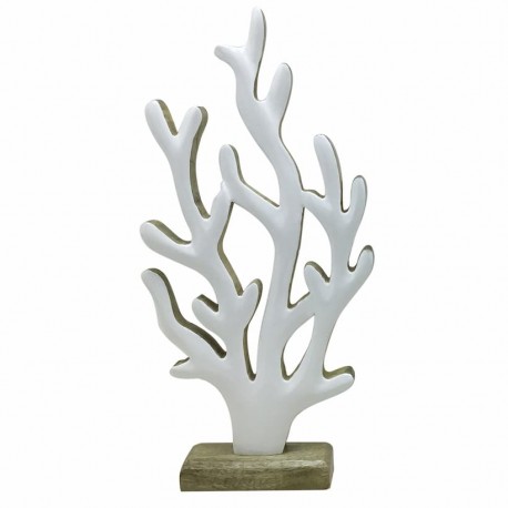 FIGURA ADORNO CORAL BLANCO MARINO MADERA 20X5X40 CM.