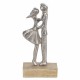 FIGURA PAREJA ENAMORADOS AMOR MADERA Y METAL ROMÁNTICO 10.5X6X21.50 CM.