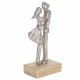 FIGURA PAREJA ENAMORADOS AMOR MADERA Y METAL ROMÁNTICO 10.5X6X21.50 CM.